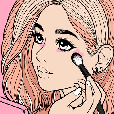 a realistic girl doing her makeup