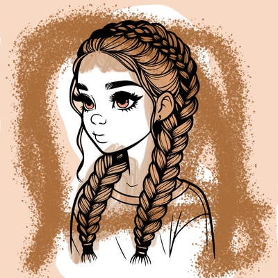 realistic girl with braids