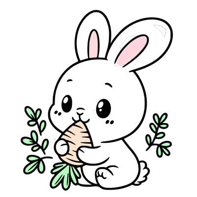 a cute bunny eating a carrot