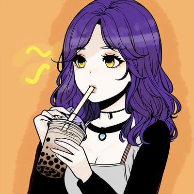realistic girl drinking boba tea