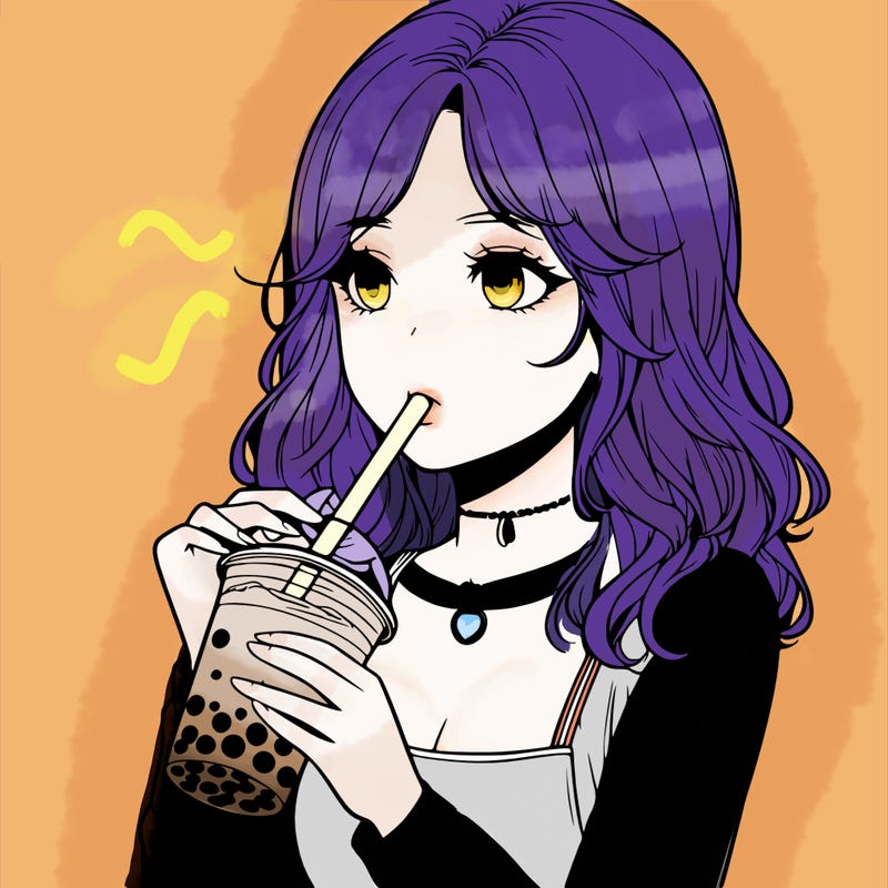 realistic girl drinking boba tea