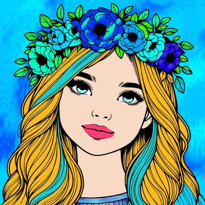 realistic girl with flower crown