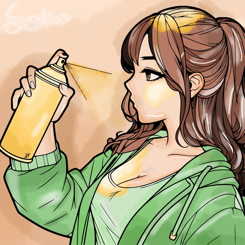 a realistic girl spray, painting