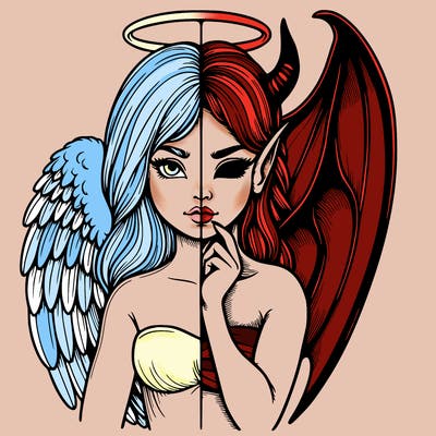 realistic angel half demon