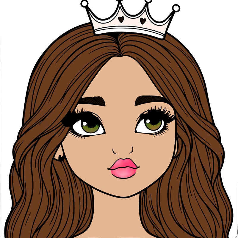 a realistic girl with a crown on