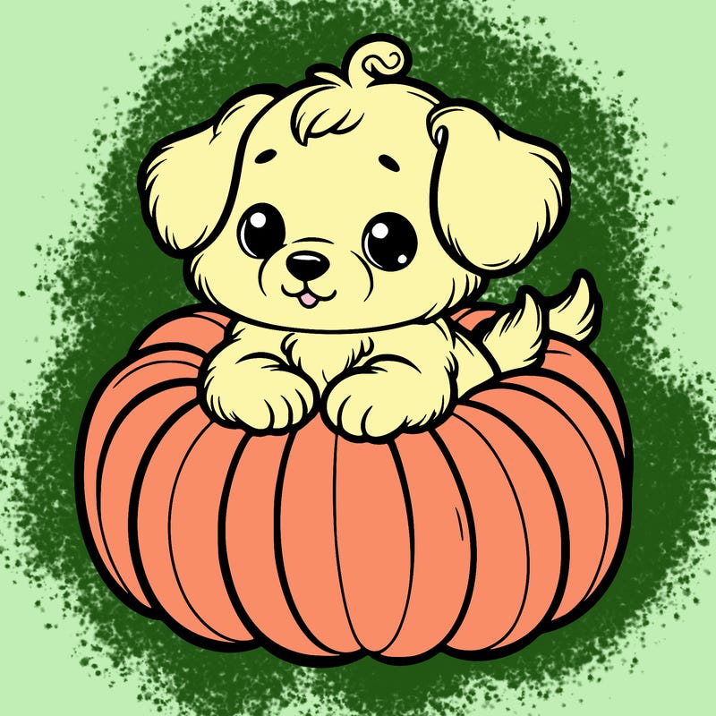 cute little puppy in a pumpkin