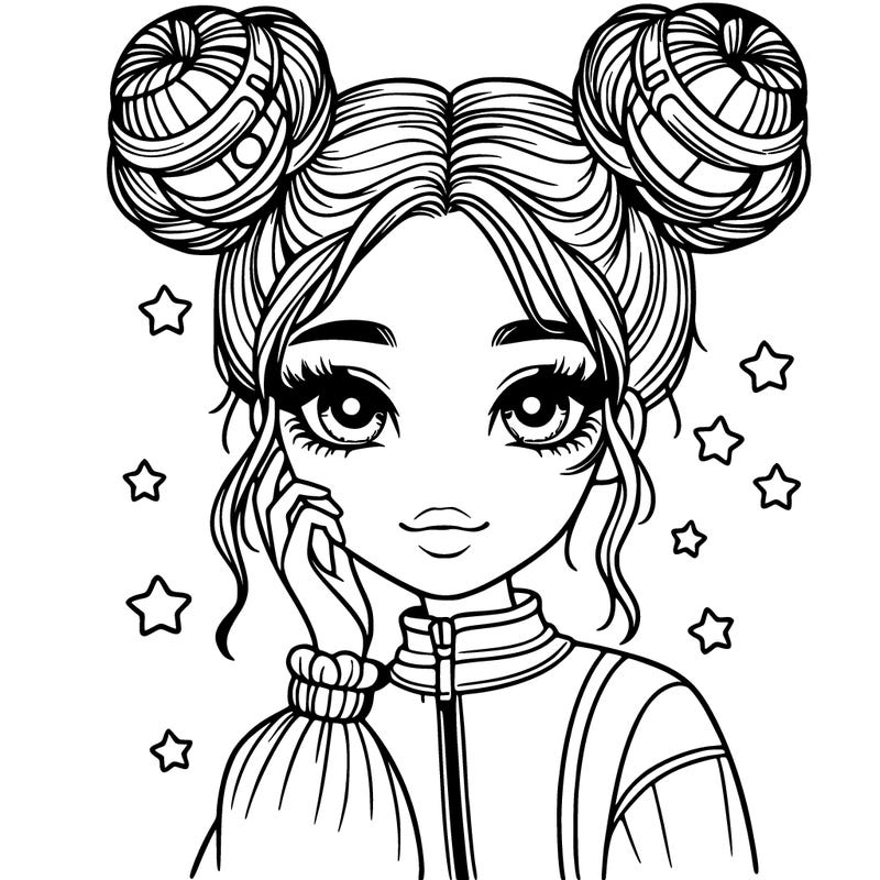 beautiful girl with space buns