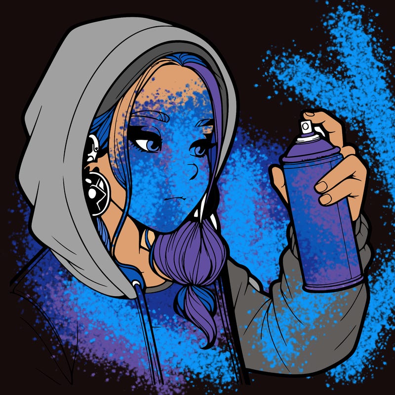 a realistic girl, spray painting
