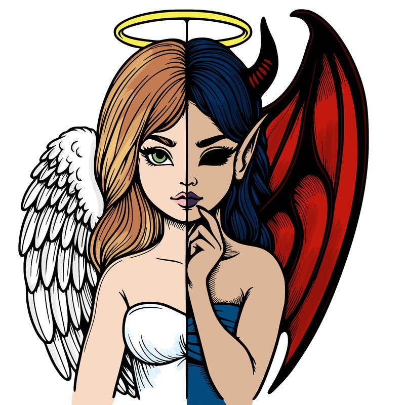 realistic angel half demon