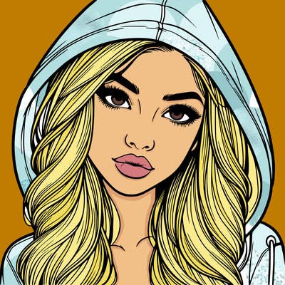 realistic beautiful girl with a hood on