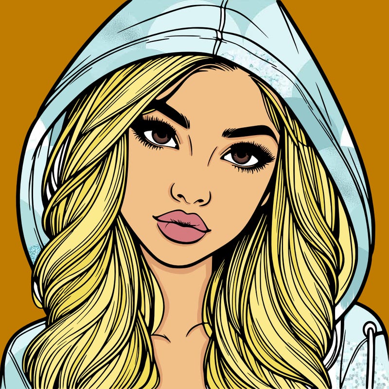 realistic beautiful girl with a hood on