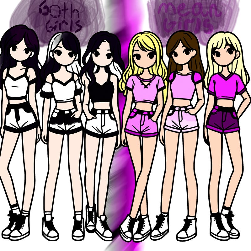 a group of girls wearing crop tops and shorts