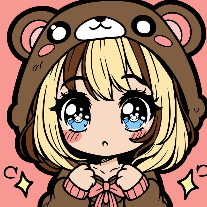 cute girl with a bear costume anime