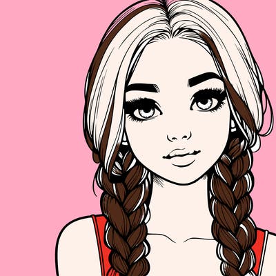 realistic girl with braids