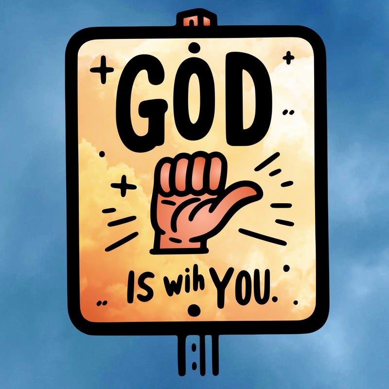 a sign that says god is with you