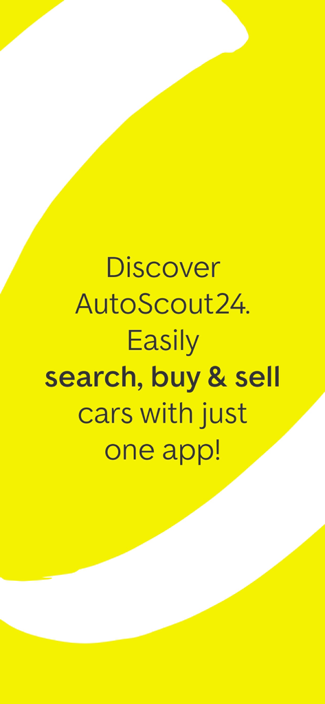 Pantalla de introducción de la aplicación AutoScout24 para buscar, comprar y vender coches