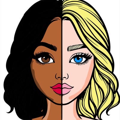 realistic girl split half