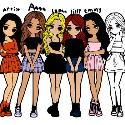 a group of girls realistic