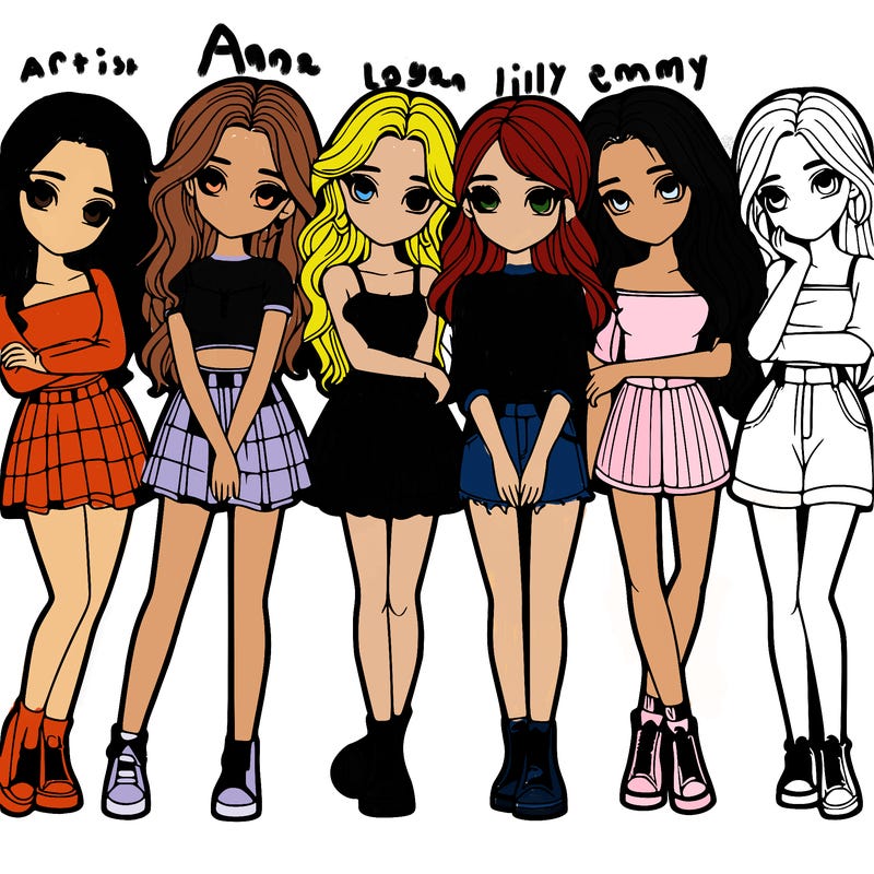 a group of girls realistic