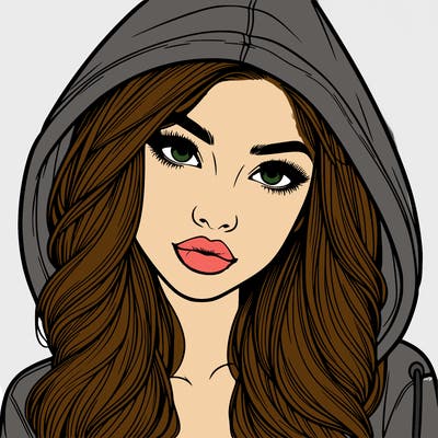 realistic beautiful girl with a hood on