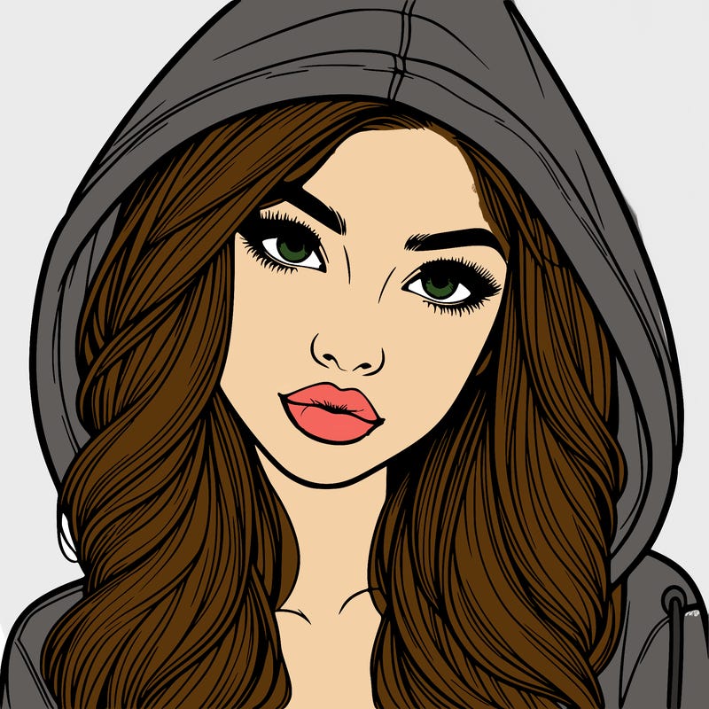 realistic beautiful girl with a hood on