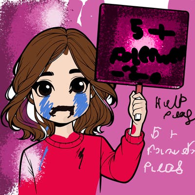 realistic girl holding up a sign