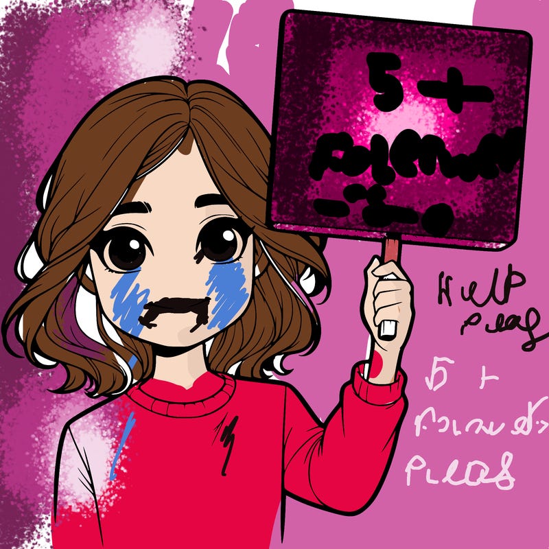 realistic girl holding up a sign