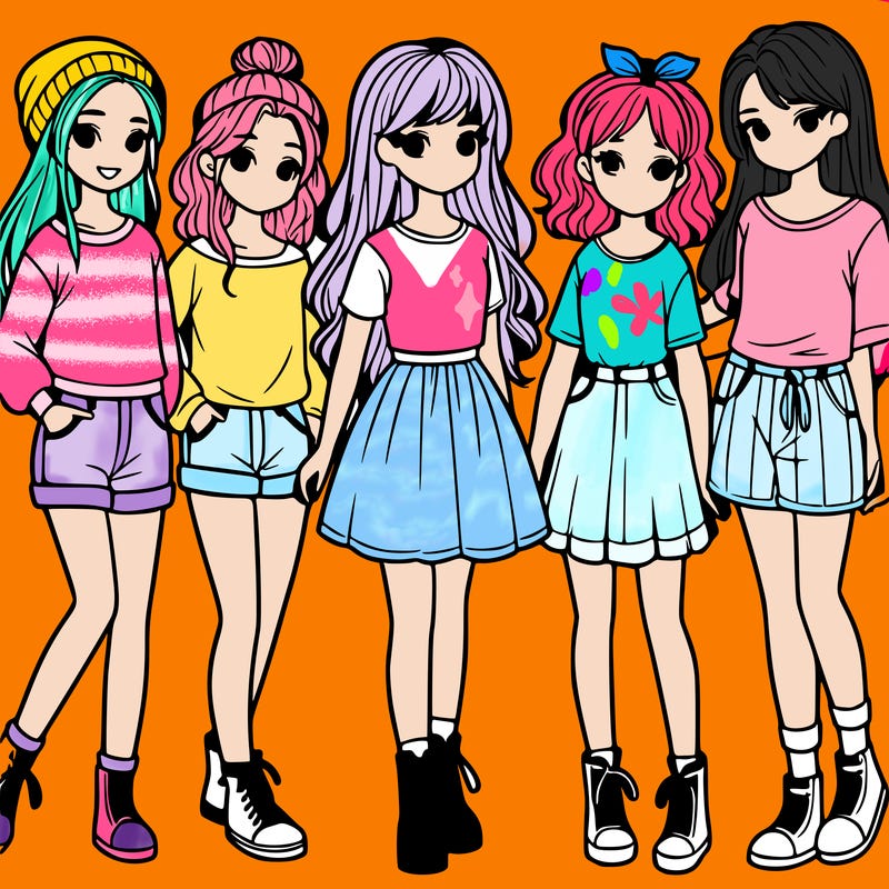 a group of five girls