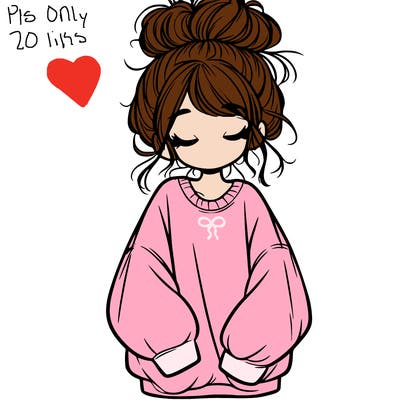 girl with baggy sweatshirt and messy bun