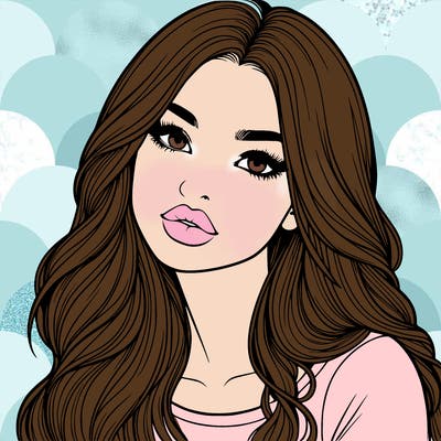 realistic girl with hair on her hair and lips