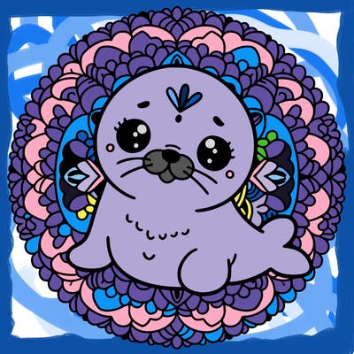 a cute baby seal mandala