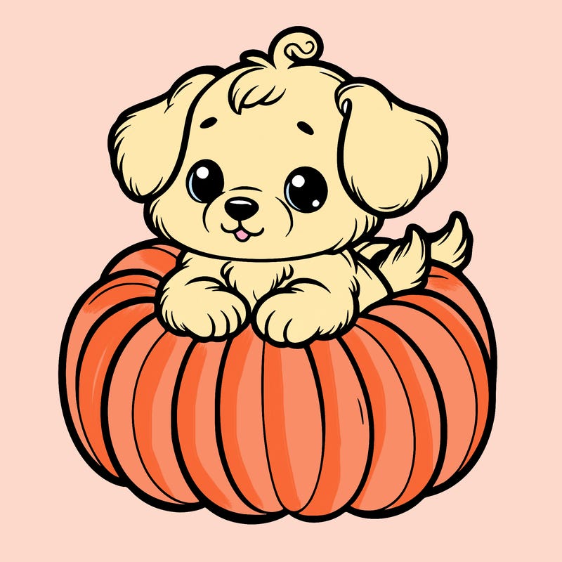 cute little puppy in a pumpkin