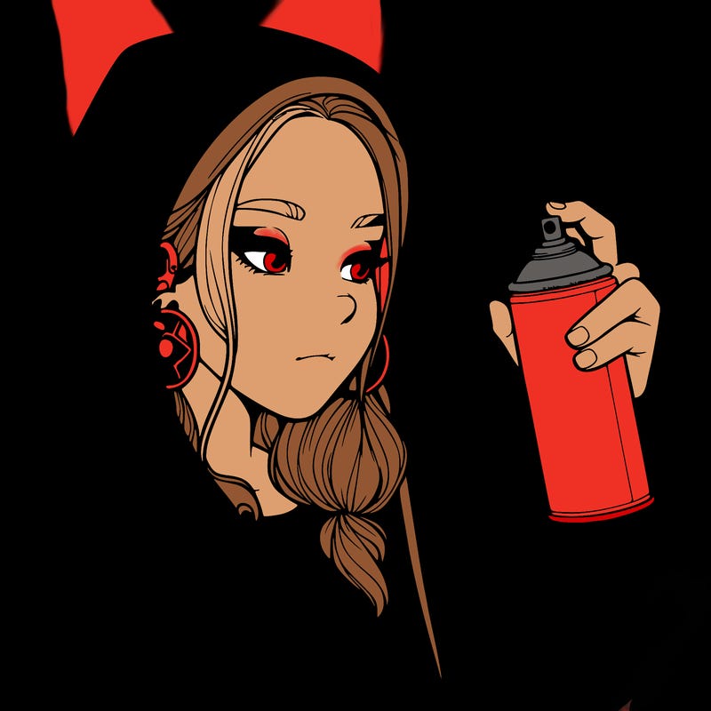 a realistic girl, spray painting