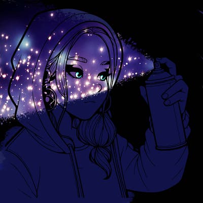 a realistic girl, spray painting