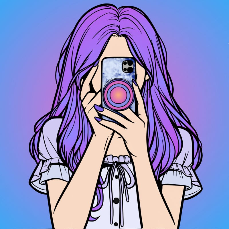 a realistic girl holding her phone taking pictures