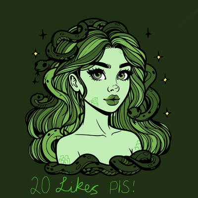 realistic girl with snakes as hair