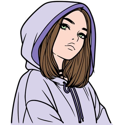 a realistic girl in a hoodie