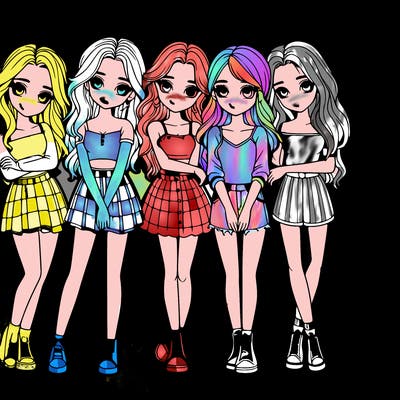 a group of girls realistic