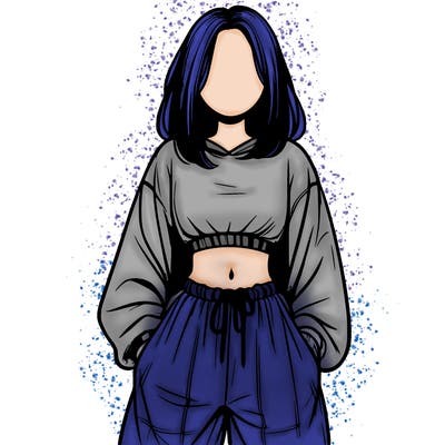 realistic girl faceless with baggy pants and a crop top