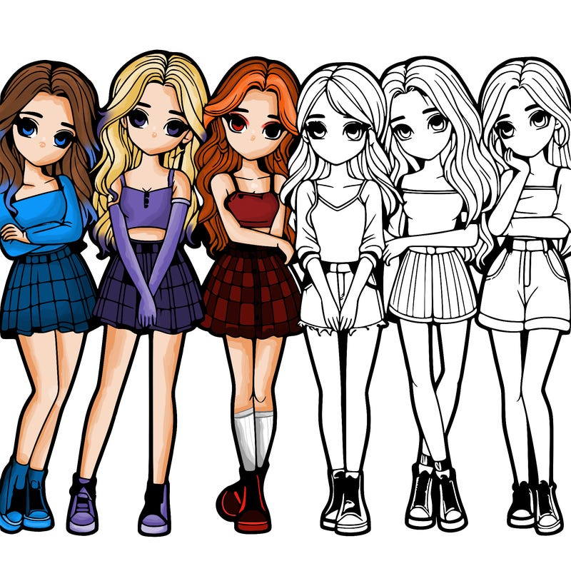 a group of girls realistic