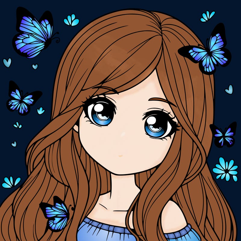 realistic girl with butterflies around her