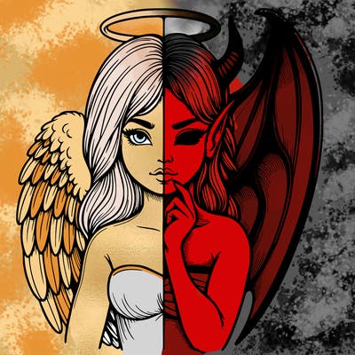 realistic angel half demon