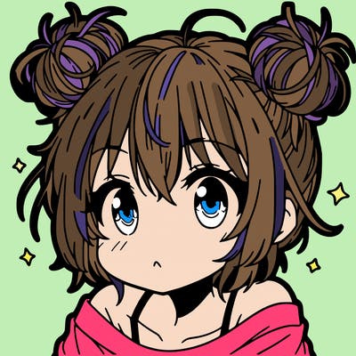 a manga girl with messy small buns