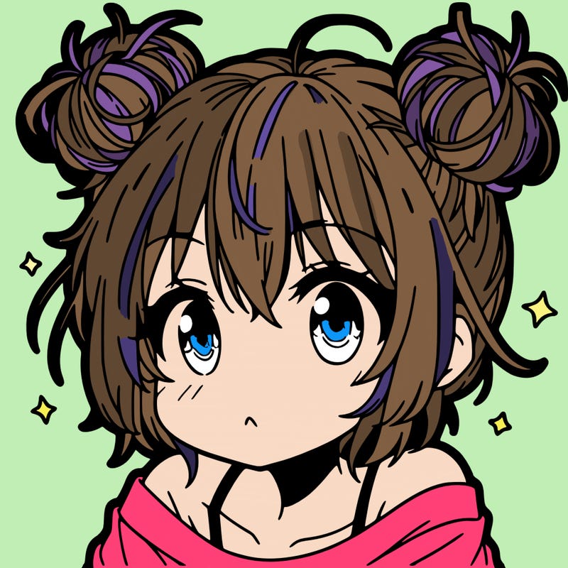 a manga girl with messy small buns