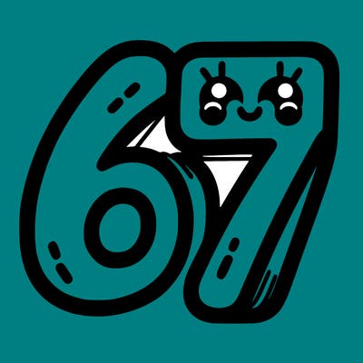 the numbers 67
