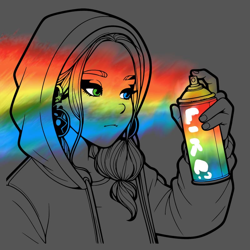 a realistic girl, spray painting