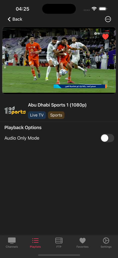 Mobdro IPTV Plus - Mobdro IPTV Plus app interface showing a live sports stream and playback settings