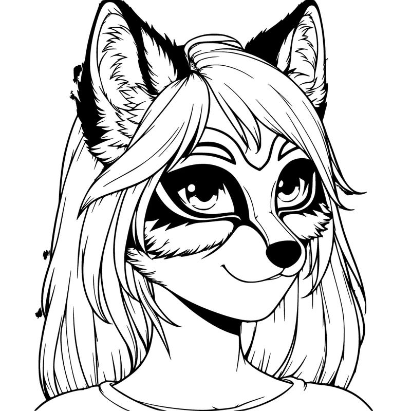 therian girl wearing a fox mask realistic