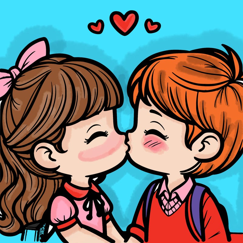 boy and girl kissing