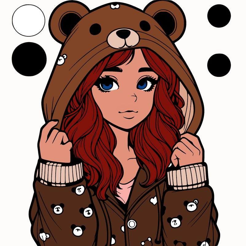 realistic girl in a animal pjs hoodie